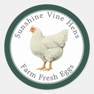 Sticker Rond OEufs frais de ferme OEuf de poule Vintage Carton 