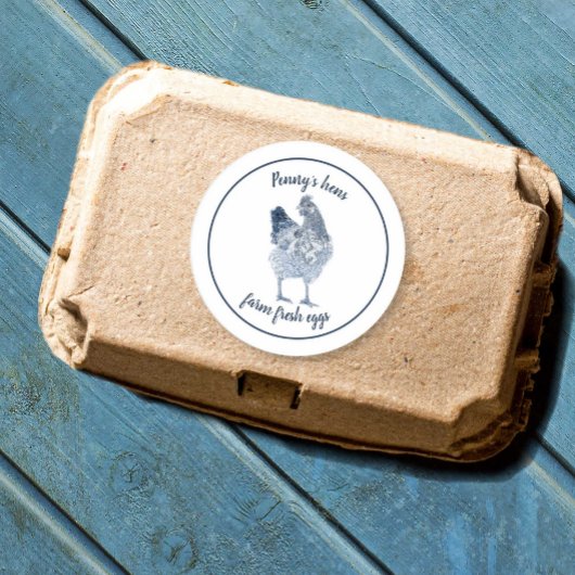 Sticker Rond OEufs frais de ferme Poule de poulet avec votre no