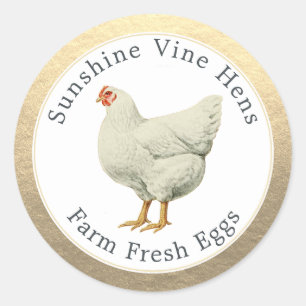Sticker Rond Oeufs frais de ferme Vintage Hen Oeufs modernes Ca