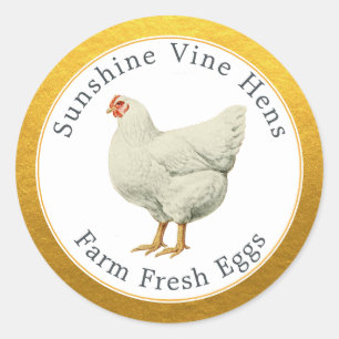 Sticker Rond Oeufs frais de ferme Vintage Hen Oeufs modernes Ca