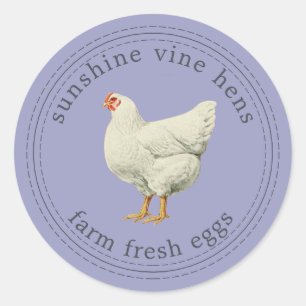 Sticker Rond Oeufs frais de ferme Vintage Oeufs de poule carton