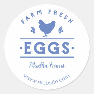 Sticker Rond Oeufs frais de la ferme bleue