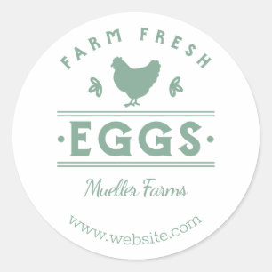 Sticker Rond Oeufs frais de la ferme verte