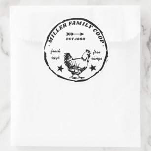 Sticker Rond Oeufs frais de la houille de famille