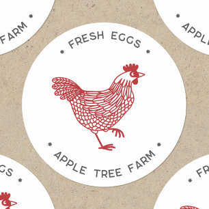Sticker Rond OEufs frais de poulet de poule de poule Personnali