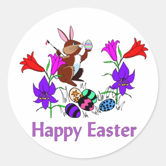 Sticker Rond Oeufs peints de lapin (Devant)