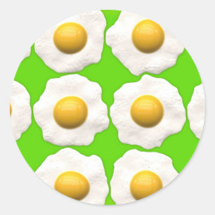 Sticker Rond OEufs pop art mignons sur arrière - plan vert citr