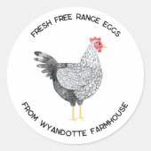 Sticker Rond Oeufs Wyandotte Poulet frais Libre Gamme (Devant)