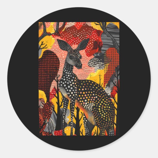 Sticker Rond Oeuvre artistique autochtone australienne Kangaroo (Devant)