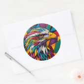 Sticker Rond OEuvre colorée d'aigle (Enveloppe)