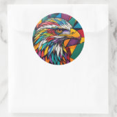 Sticker Rond OEuvre colorée d'aigle (Sac)