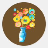 Sticker Rond OEuvre d'aquarelle de fleurs funky (Devant)