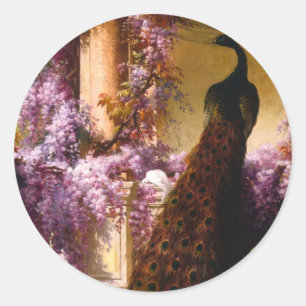 Sticker Rond Œuvre d'art de jardin Paon Vintage   Wisteria Roma