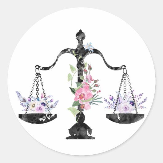 Sticker Rond Œuvre d'art de la balance de la justice (Devant)