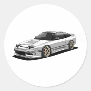 Sticker Rond œuvre d'art dessinée à la main de nissan 240sx