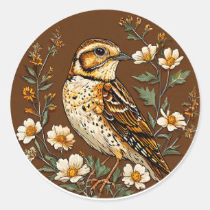 Sticker Rond Œuvre d'art d'oiseau coloré