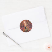 Sticker Rond Œuvre d'art faite main - Forêt orange (Enveloppe)