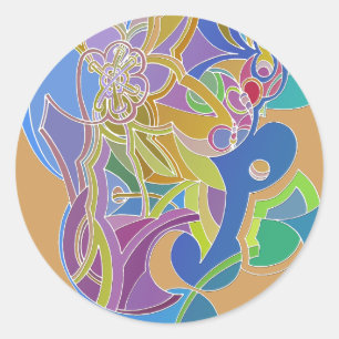 Sticker Rond Œuvre d'art fantaisiste