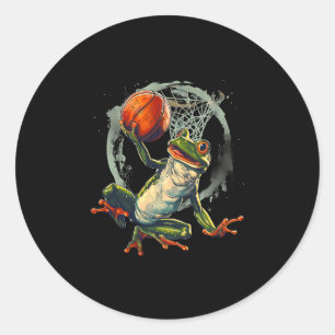 Sticker Rond Œuvre d'art Sketll Frog Toad Slam Dunk Sketll Hoop
