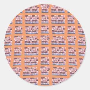 Sticker Rond Œuvre d'art unique et élégante à motif de cœur pou