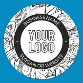 Sticker Rond OEuvre de ligne moderne et votre logo avec texte m