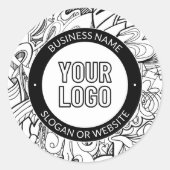 Sticker Rond OEuvre de ligne moderne et votre logo avec texte m (Devant)