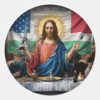 Sticker Rond Oeuvre représentant Jésus de la Dernière Cène