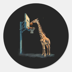 Sticker Rond Oeuvres d'art de la Giraffe Slam Dunk Sketll Hoop