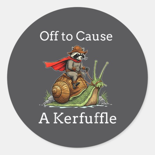 Sticker Rond Off To Cause A Kerfuffle Raccoon Whimsical Wizard  (Devant)