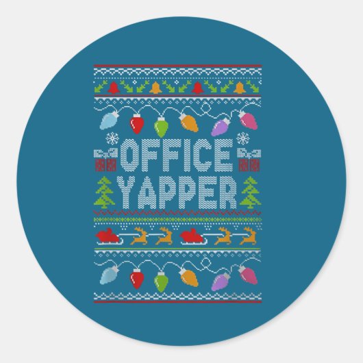 Sticker Rond Office Yapper Ugly Sweater Christmas  (Devant)
