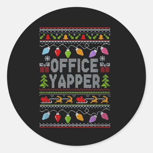 Sticker Rond Office Yapper Ugly Sweater Christmas  (Devant)