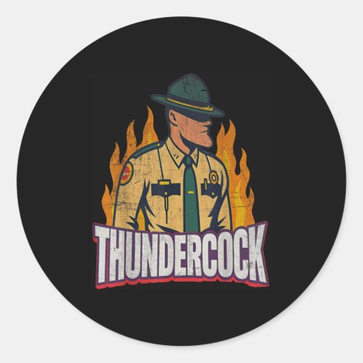 Sticker Rond Officer Sergeant Cius Thunder Bodycam Funny Meme (Devant)