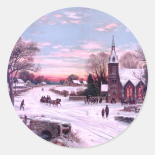 Sticker Rond Offices de l'église le matin de la veille de Noël