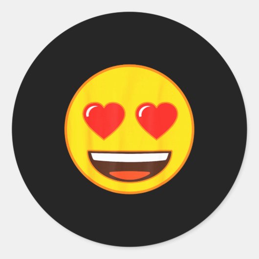 Sticker Rond Official Emoji Heart Eyes Yellow Smile Face  (Devant)