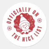 Sticker Rond Officially on the Nice List elf Christmas gift  (Devant)