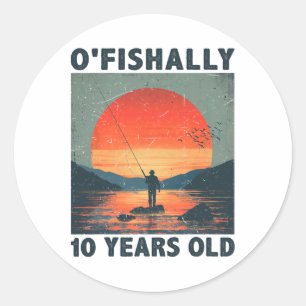 Sticker Rond Officiellement 10 ans 2015 Pêche Pêcheur 10ème