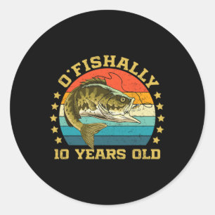 Sticker Rond Officiellement 10 ans drôle de pêche anniversaire 