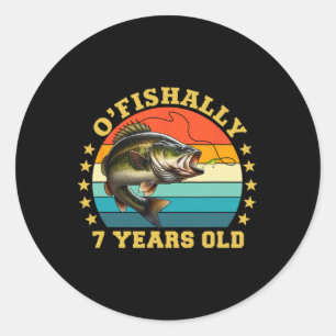 Sticker Rond Officiellement 7 Ans Pêche Rétro Anniversaire Pois