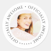 Sticker Rond Officiellement génial Moderne Simple Photo Anniver (Devant)