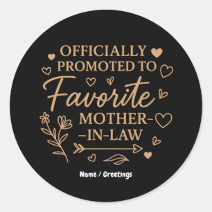 Sticker Rond Officiellement promue belle-mère préférée