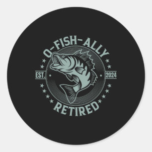 Sticker Rond Officiellement retraité de la pêche 2024 O-pêche-l