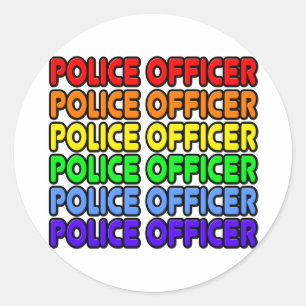 Sticker Rond Officier de police Rainbow