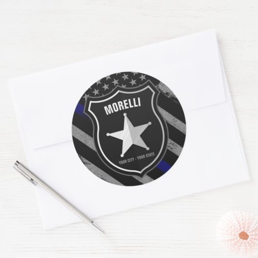 Sticker Rond Officier de police Shérif Cop Flag (Enveloppe)