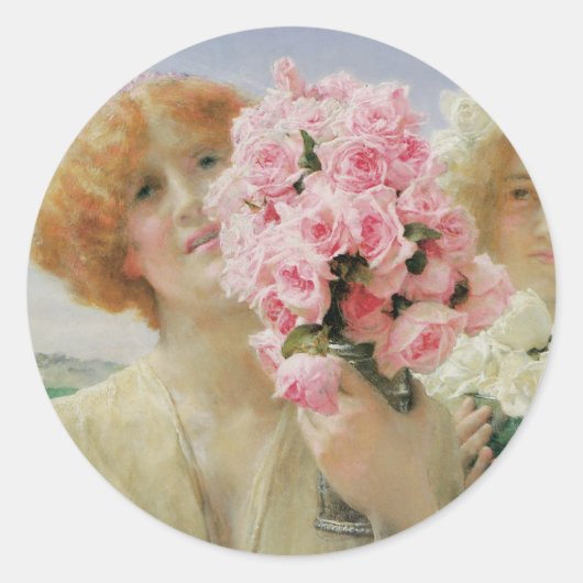 Sticker Rond Offre d'été par Sir Lawrence Alma-Tadema (Devant)