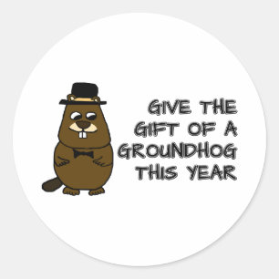 Sticker Rond Offrez le cadeau d'une Groundhog cette année