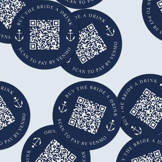 Sticker Rond Offrez un verre à la mariée Code QR pour enterreme