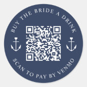 Sticker Rond Offrez un verre à la mariée Code QR pour enterreme (Devant)