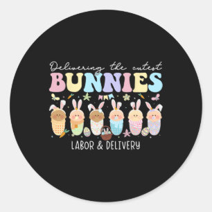 Sticker Rond Offrir Les Plus Cuttes Bunnies Pâques Travail Et D