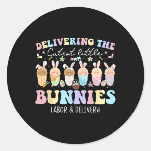 Sticker Rond Offrir Les Plus Cuttes Bunnies Pâques Travail Et D