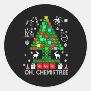 Sticker Rond Oh Arbre Chimiste Scientifique Noël Chimique Xmas